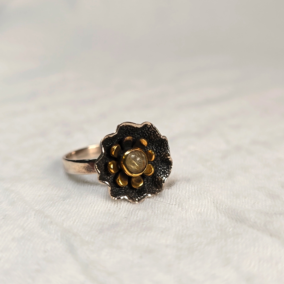 Golden Rutile Tourmaline Sterling Ring